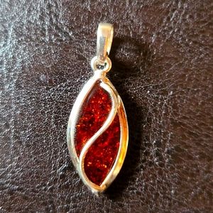 Baltic Amber Pendant in Sterling Silver